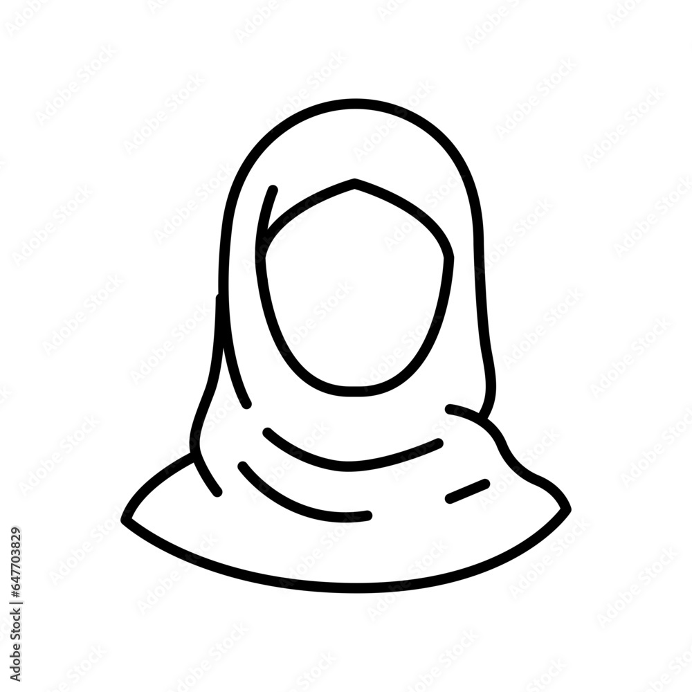 Women hijab icon, saudi arab, lady, female, islam. Beautiful muslim girl avatar. head scarf Eastern Women's Clothing logo. Vector illustration. Design on white background. Women hijab icon, saudi arab, lady, female, islam. Beautiful muslim girl avatar. head scarf Eastern Women's Clothing logo. Vector illustration. Design on white background.