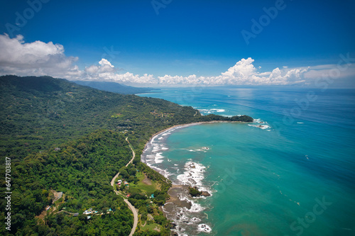 Aerial view of a Tropical Beach in Costa Rica. Paradise on earth