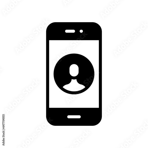 Mobile account glyph icon, create new my profile for profile network. user page in social network template. avatar personal contact pictogram. vector illustration. design on white background.