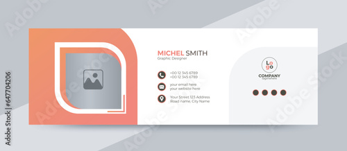 corporate email signature card template with social media profile