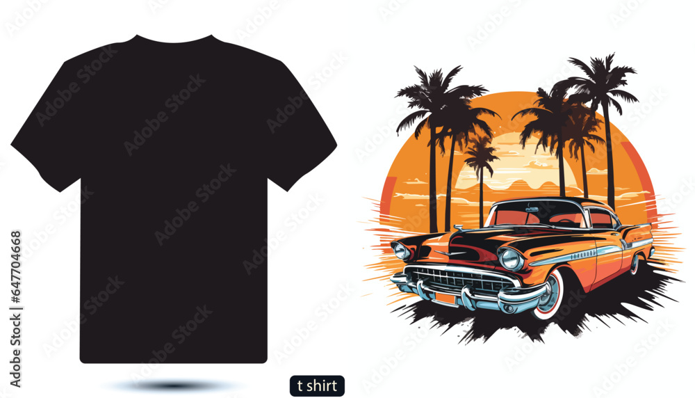 summer poster car t shirt design