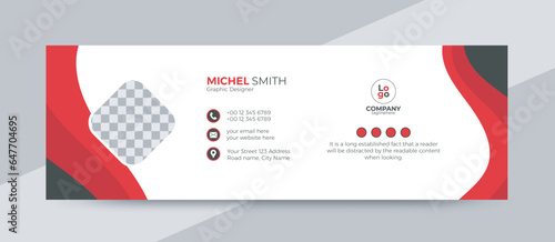 Business multi purpose Corporate Email signature template or email footer and personal social media cover design with an editable author photo place modern layout set two in one