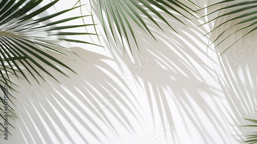 Fundo de ver  o de folhas de palmeira de sombras em uma parede branca