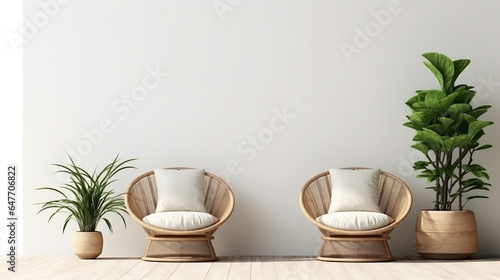 Wallpaper Mural farmhouse interior living room empty wall mockup. Generative AI Torontodigital.ca