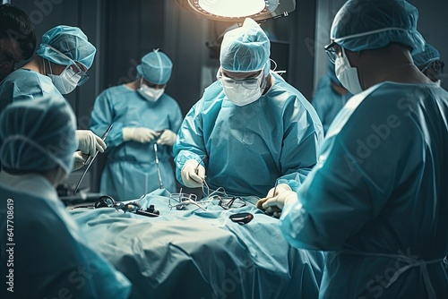 Medical team performing surgery in hospital