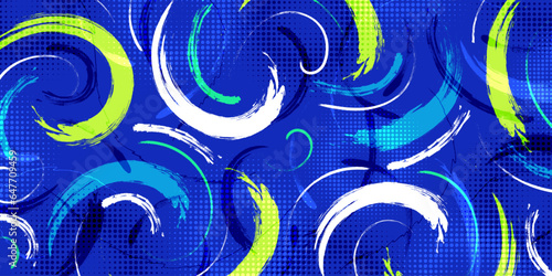 Abstract Brush Background with Sporty Style and Halftone Effect. Brush Stroke Illustration for Banner, Poster, or Sports Background. Scratch and Texture Elements For Design