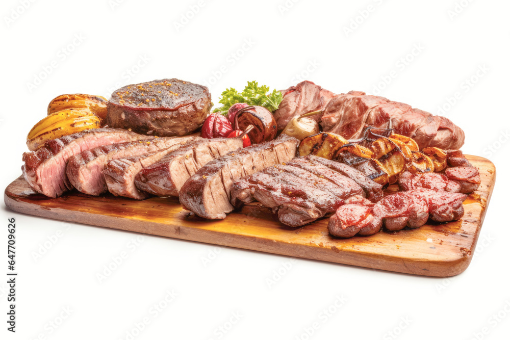 A delectable churrasco meal, featuring a juicy ribeye steak on a dinner table set for a flavorful feast. A delectable churrasco meal, featuring a juicy ribeye steak on a dinner table set for a flavorful feast.