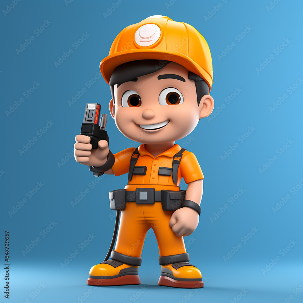 3d electrician cartoon character 3d electrician cartoon character