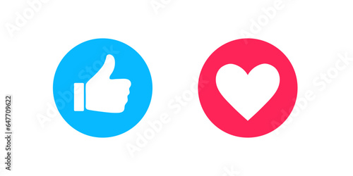 Thumb up or down icon. Ok and bad sign in rainbow style. Positive and negative choice. Isolated illustration of like or dislike decision. Social style of buttons.	
