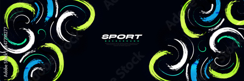 Abstract Brush Background with Sporty Style and Halftone Effect. Brush Stroke Illustration for Banner, Poster, or Sports Background. Scratch and Texture Elements For Design