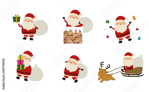 Leinwand Poster サンタクロースのイラストのポーズセット Pose set of Santa Claus illustration
