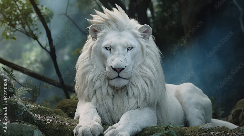 Naklejka premium leão branco