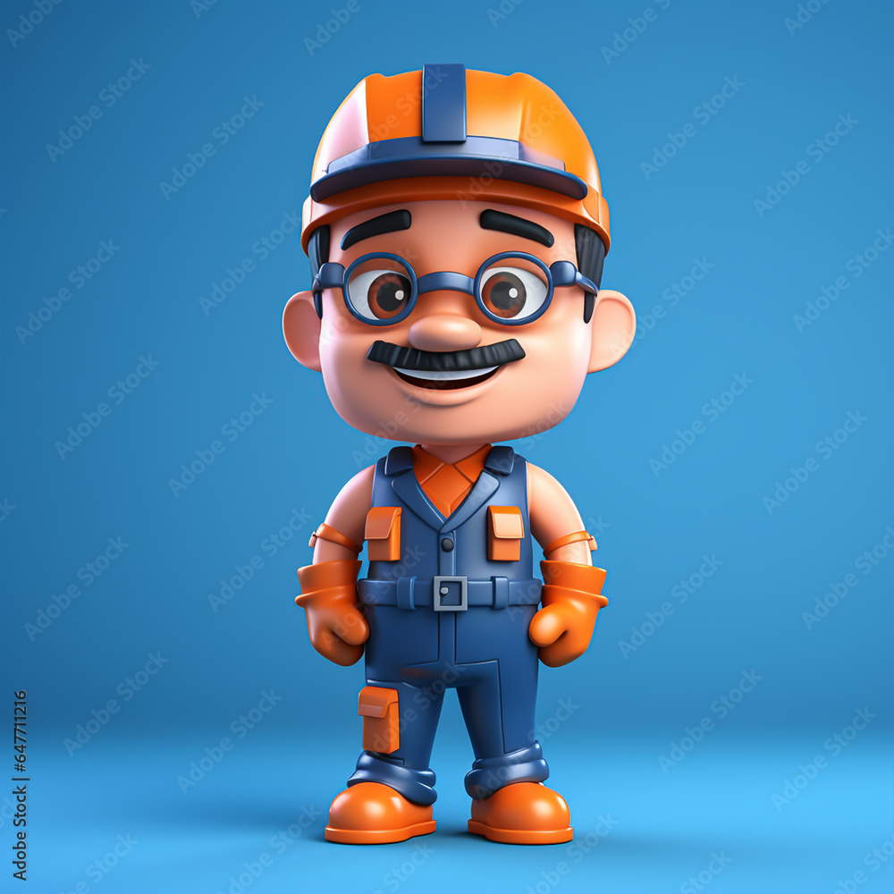 3d factory work cartoon character 