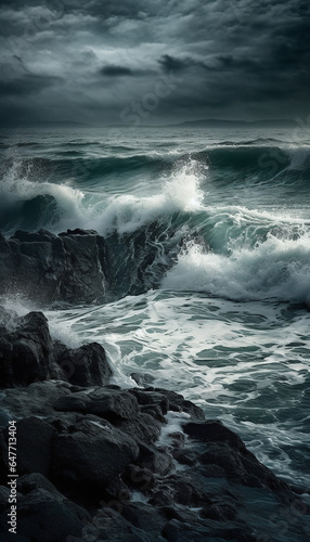 stormy ocean, created with generative ai technology.   © Gunes