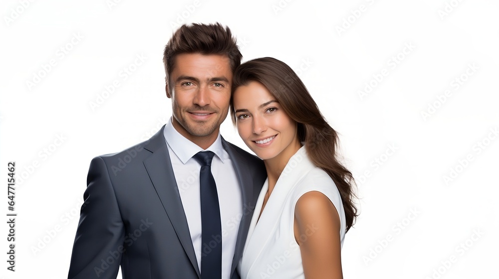 Portrait of a happy young couple isolated on a white background. Portrait of a happy young couple isolated on a white background.