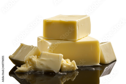A closeup of Butter in a Plate Isolated on transparent Background. Generative AI