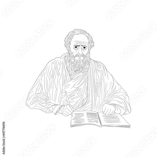 Aristotle Portrait, Aristotle Ancient Greek philosopher and polymath Character Cartoon illustration, ancient philosopher, Greek philosophers from Athens, Socrates, Plato and Aristotle sketch style