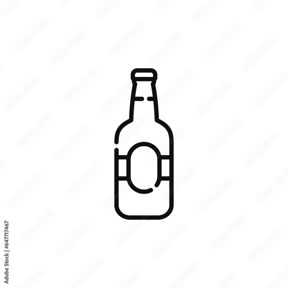 Beer bottle line icon isolated on white background Beer bottle line icon isolated on white background