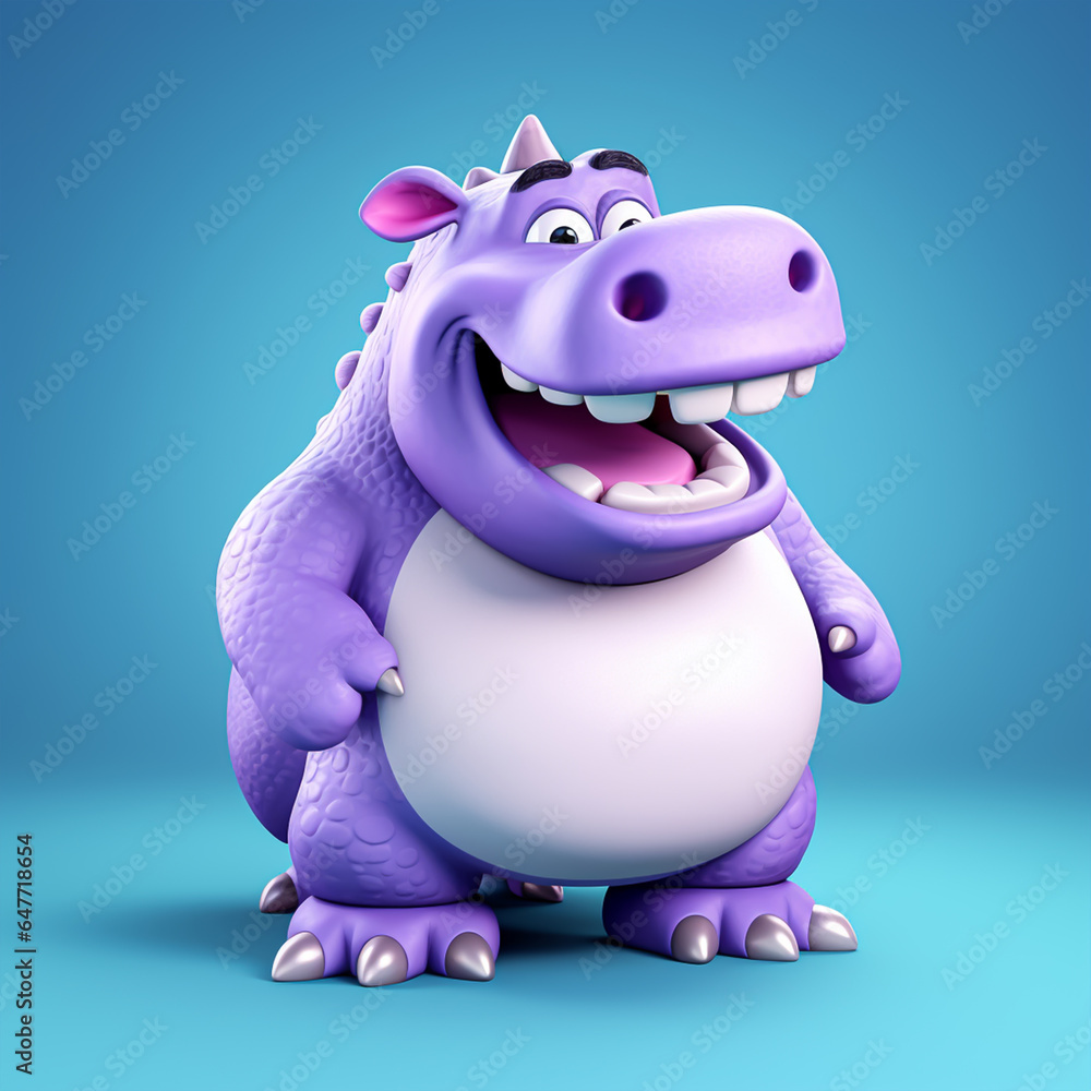 3d cute cartoon hippo monster realistic 3d monster 3d cute cartoon hippo monster realistic 3d monster