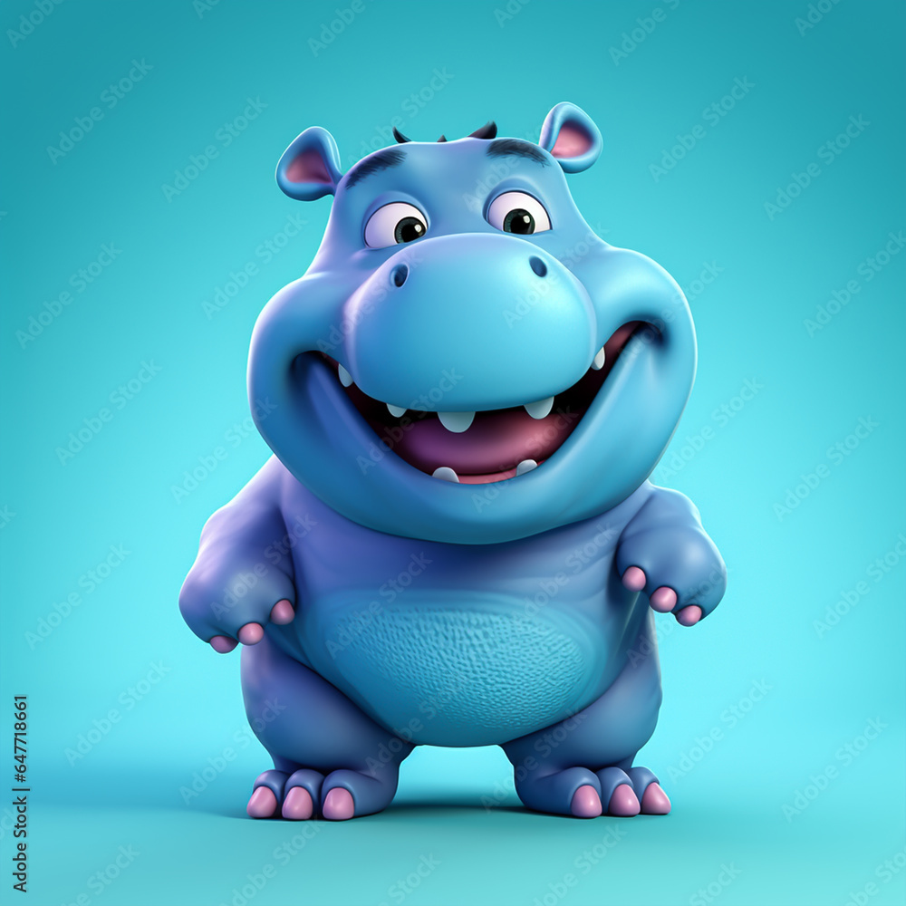 3d cute cartoon hippo monster realistic 3d monster 3d cute cartoon hippo monster realistic 3d monster