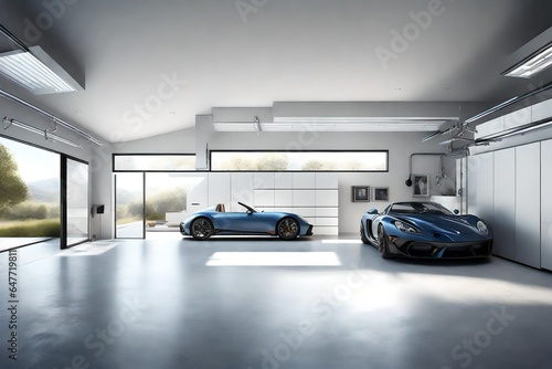 A high-definition image showcasing the immaculate design of a modern garage, bathed in natural light.