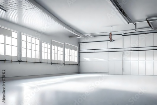 close up view of Empty garage , white color walls are present