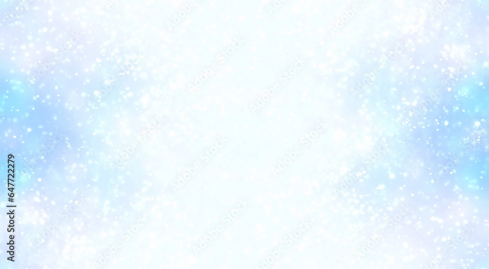 Fototapeta premium Falling snow light blue empty background.