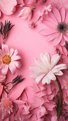 Flowered White Border Frame Generative AI