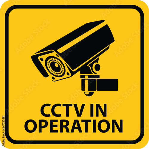 CCTV warning sign board, photo realistic, isolated on white