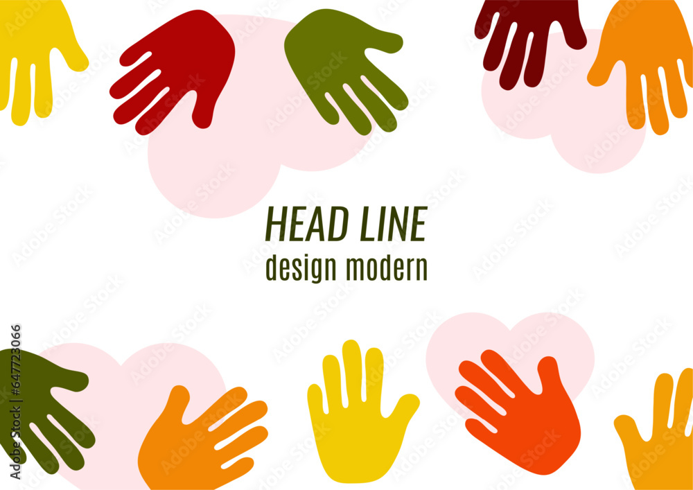 Abstract background with different palms. The concept of friendship, mutual assistance, together. Vector Abstract background with different palms. The concept of friendship, mutual assistance, together. Vector