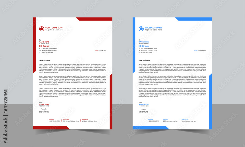 Abstract Letterhead Design Modern Business Letterhead Design Template, Clean and professional corporate company business letterhead template design