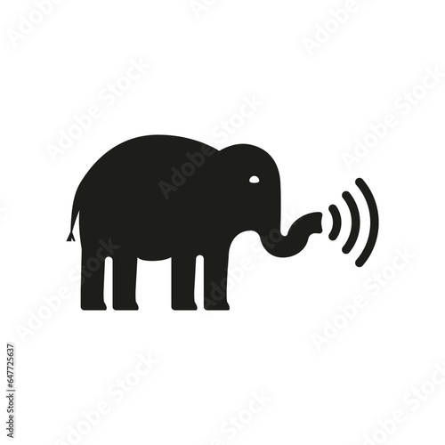 The elephant makes a loud and strong sound from his trunk. Vector icon of loud noise.