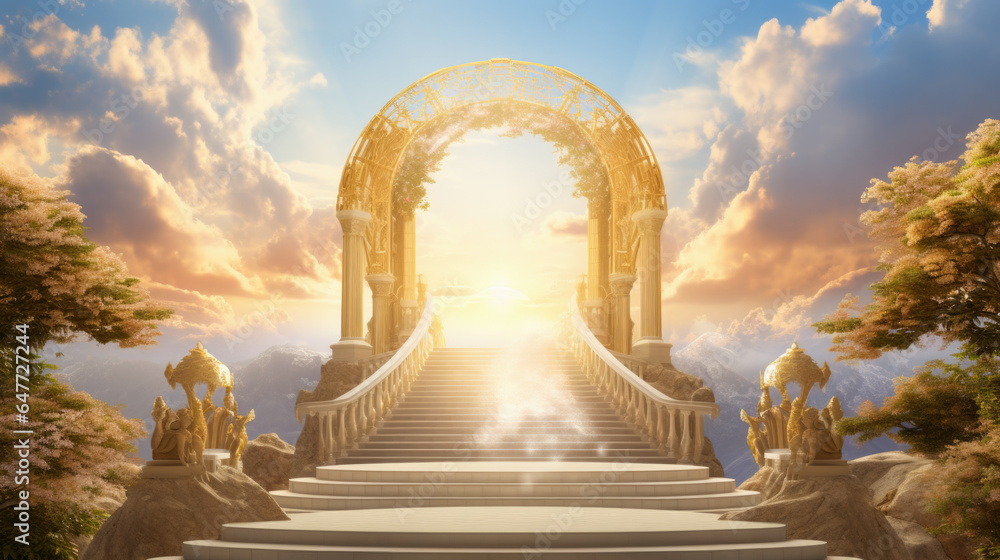 Heaven in the heavens. Shot of the Pearly Gates above the clouds - obrazy, fototapety, plakaty 