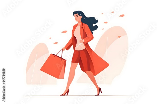 woman shopping flat design minimal modern character