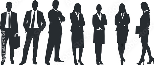 set of silhouettes of business people