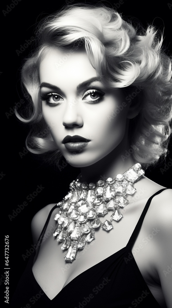 beautiful 20-year-old top model exudes elegance and style in a glamorous monochrome photoshoot