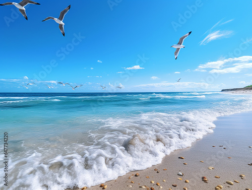 Beach with white sand landscape