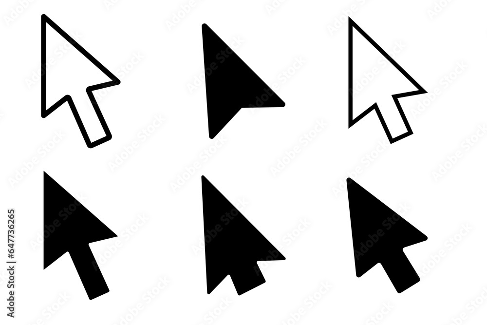 Computer mouse click cursor icons set and loading icons. Cursor icon