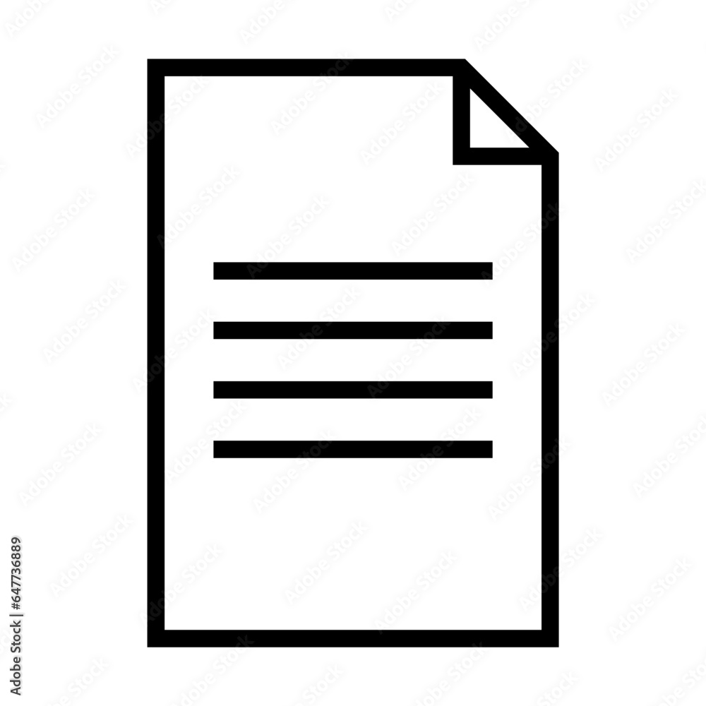 Simple outline of paper document vector icon. Black line drawing or cartoon illustration of contract symbol on white background. Finances, business, agreement concept Simple outline of paper document vector icon. Black line drawing or cartoon illustration of contract symbol on white background. Finances, business, agreement concept