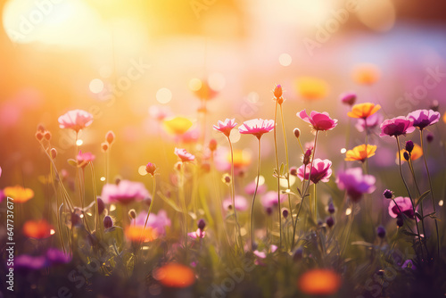 Beautiful meadow with wild flowers and butterflies © Kien