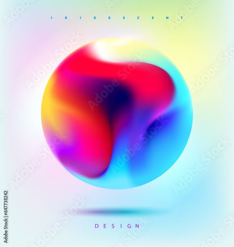 Colorful 3D sphere. Iridescent colorful ball on white background. Minimalistic geometric shape for your design.