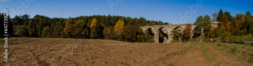 Panorama.View of the Stanczyki bridges on an autumn ,sunny day.