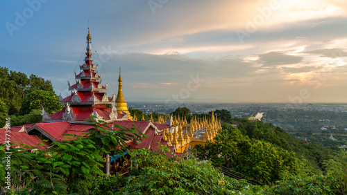 Mandalay Hill viewpoint major pilgrimage site and Su taung pyae pagoda Mandalay hill temple  Mandalay  Myanmar.