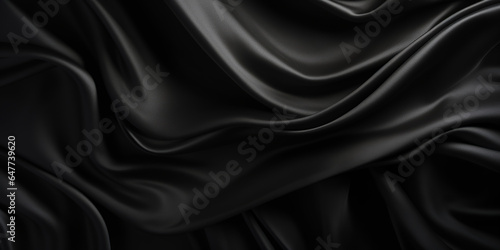 Black silk fabric floating background 