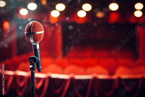 Microphone on Stand in Front of Stage photo