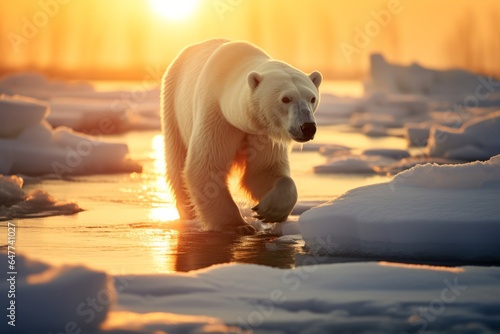 Portrait of large white bear on ice. High quality photo