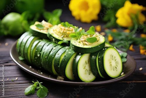 Sliced Cucumbers on Table