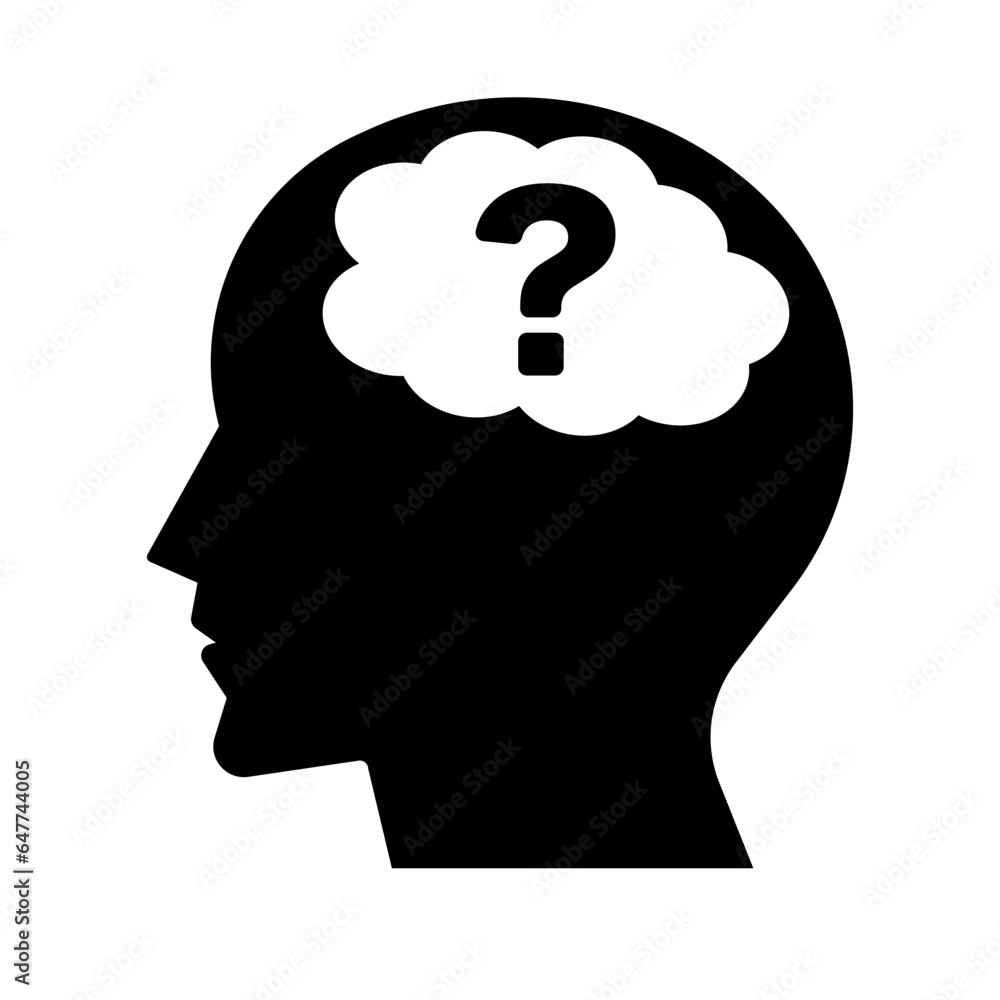 Thinking person's head silhouette icon. Vector. Thinking person's head silhouette icon. Vector.