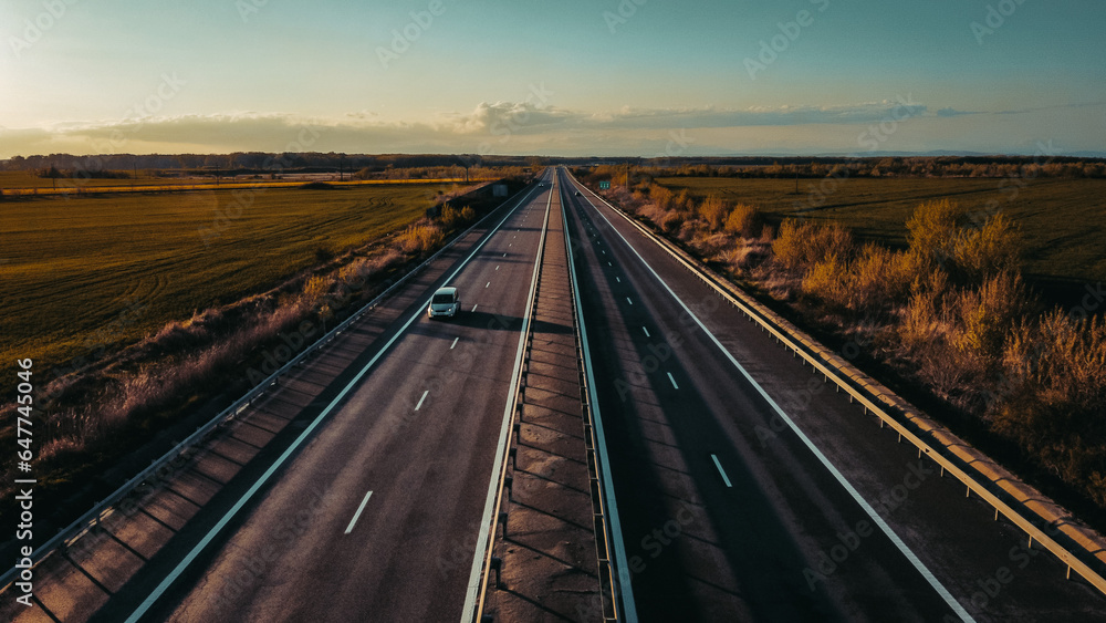 Fototapeta premium Highway road tracks at sunset
