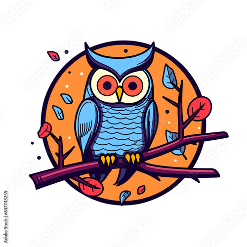 owl flat design isolated on transparent background. halloween design concept, generative ai photo